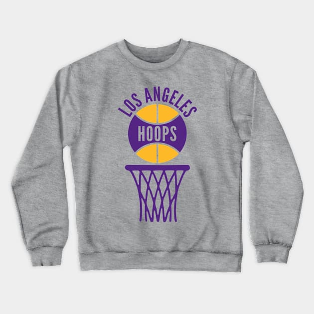 Retro Los Angeles Purple and Gold Hoops Logo Crewneck Sweatshirt by Double-Double Designs